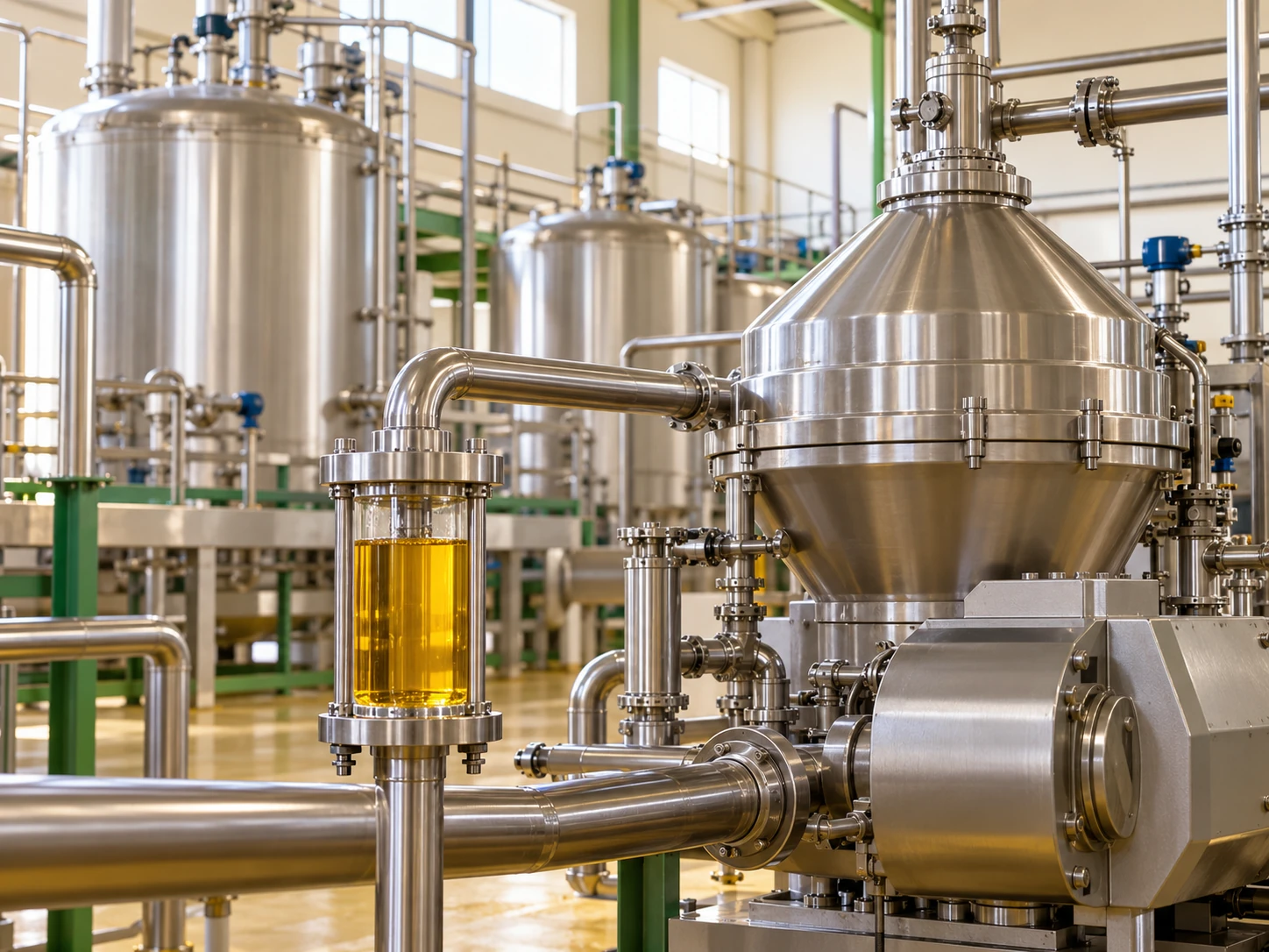 Illustrative view of edible oil refining equipment